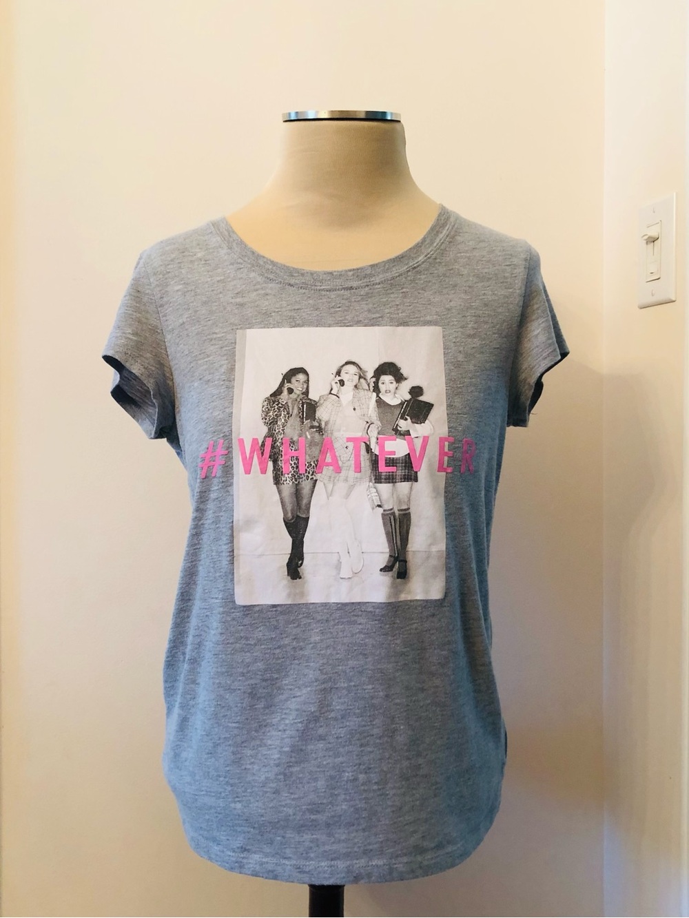 Clueless Movie Graphic Tee Gray Pink #WHATEVER Sz XL 90’s nostalgia